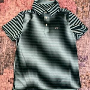 Vineyard Vines Boy’s Polo Shirt - Black and Green Stripes size M
